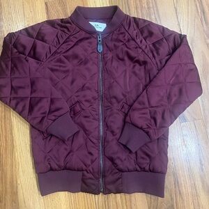 Women’s Coach Maroon Quilted Puffer Bomber Jacket